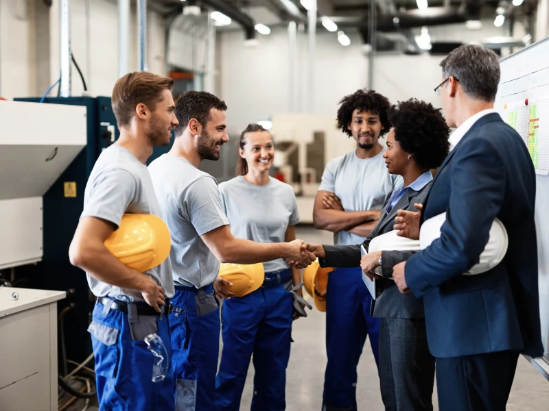 Managers bezoeken arbeiders op de werkvloer om met DMAIC samen problemen op te lossen.